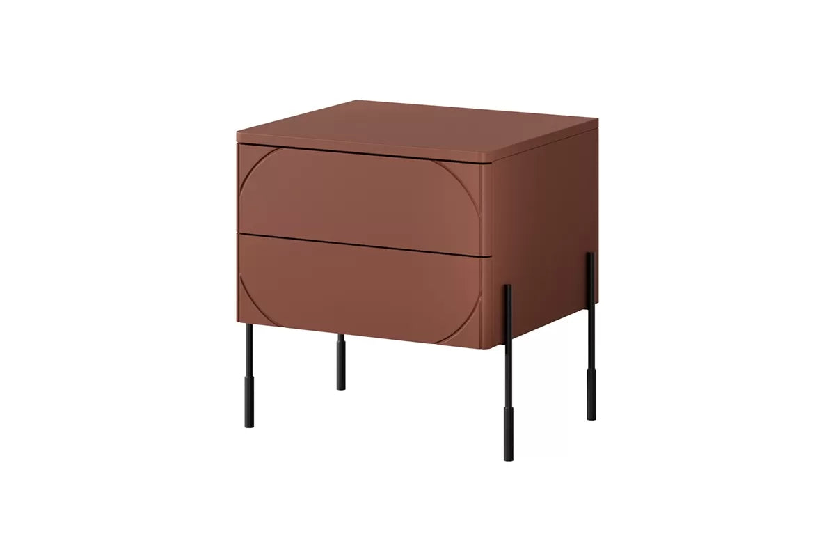 Szafka nocna Sonatia burgund metalowe nogi nowoczesna