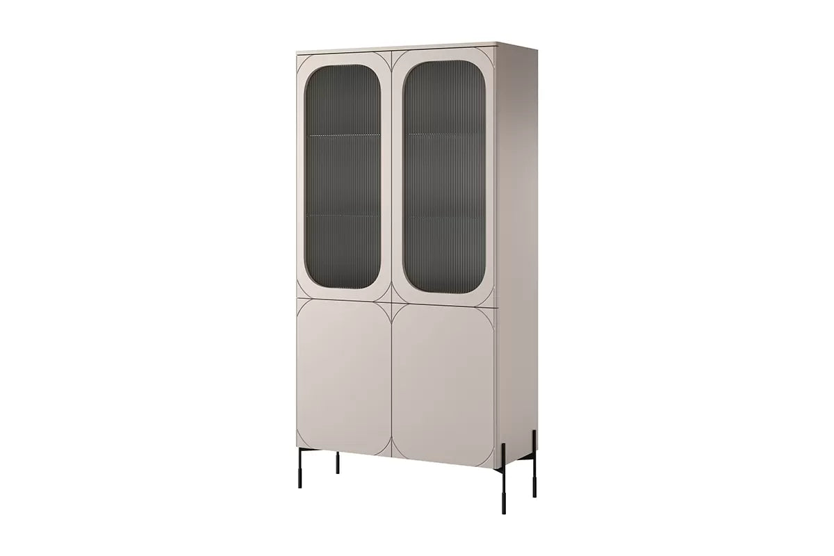 Witryna Sonatia cashmere metalowe nogi oszklona