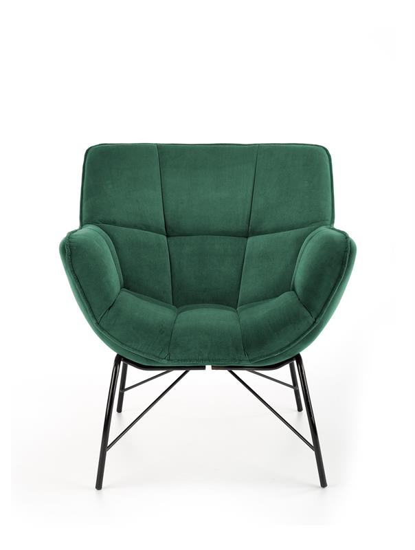 Fotel Fame zielony velvet pikowany