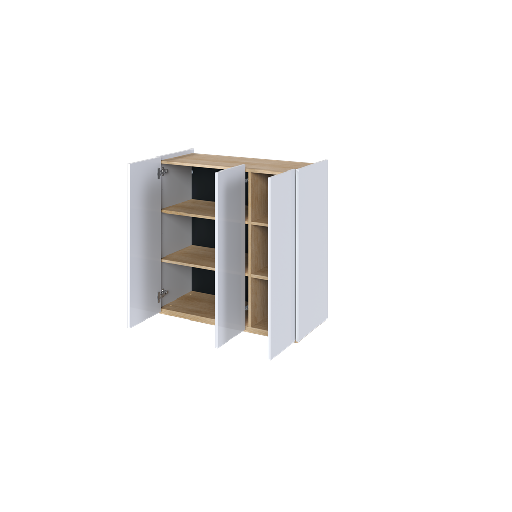 EASY EA-03 - komoda 3d z oświetleniem - biały połysk/dąb scandi