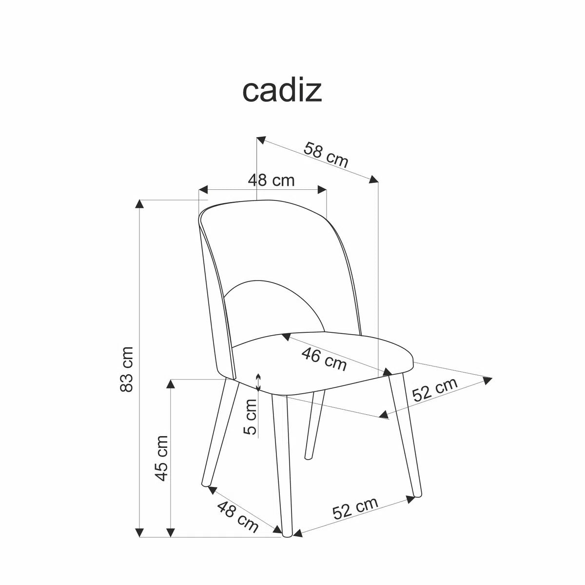 Krzesło CADIZ popiel stelaż dąb naturalny