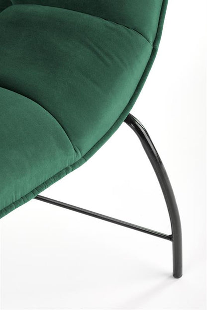 Fotel Fame zielony velvet pikowany