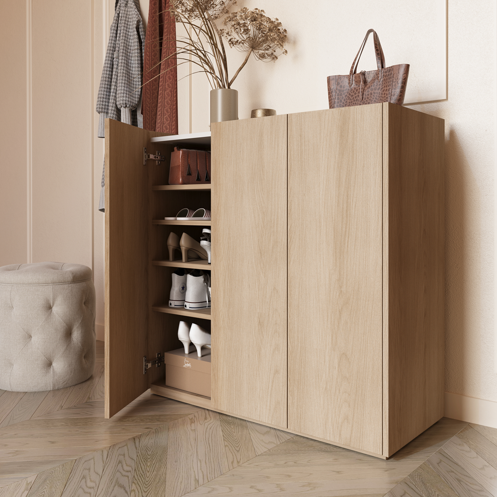 EASY EA-03 - komoda 3d z oświetleniem - dąb scandi/biały połysk