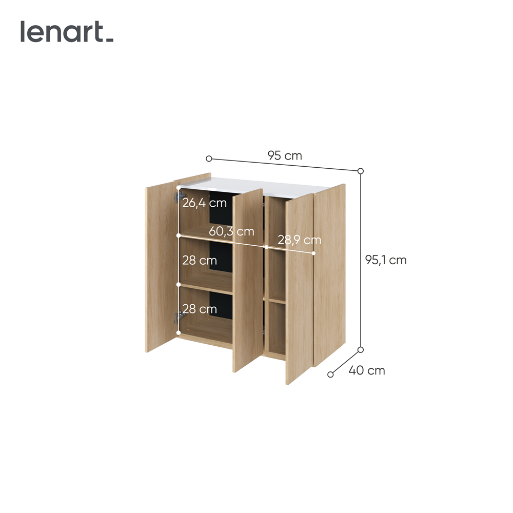 EASY EA-03 - komoda 3d z oświetleniem - dąb scandi/biały połysk