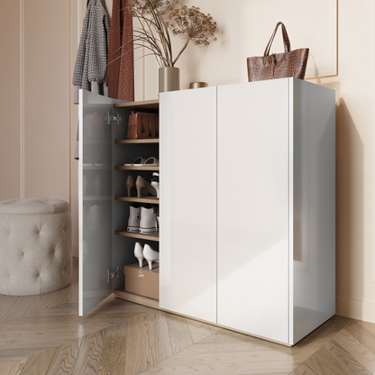 EASY EA-03 - komoda 3d z oświetleniem - biały połysk/dąb scandi