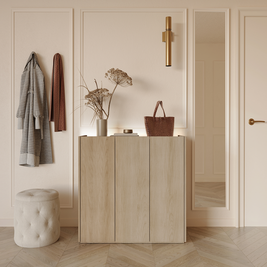 EASY EA-03 - komoda 3d z oświetleniem - dąb scandi/biały połysk