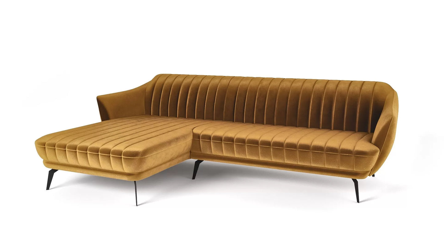 Narożnik Flori lewy musztardowy metalowe nogi