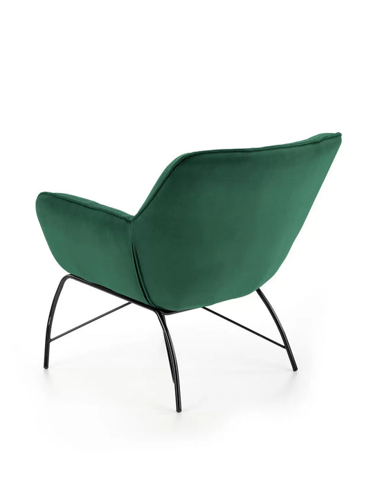 Fotel Fame zielony velvet pikowany
