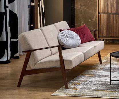 Sofa Milano 3os beżowa drewniane