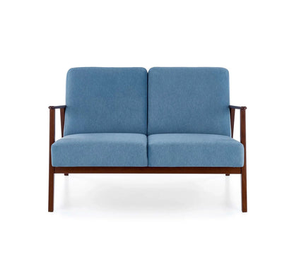 Sofa Milano 2os niebieska drewniane podłokietniki