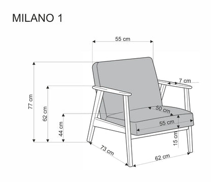 Fotel Milano oliwkowy drewno bukowe