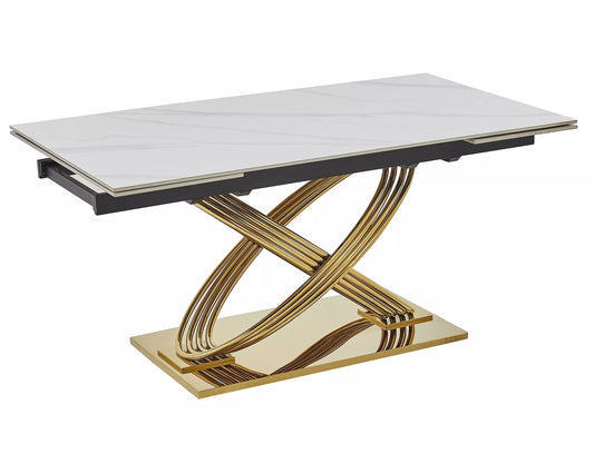 Stół Hermes II biały efekt marmuru złoto