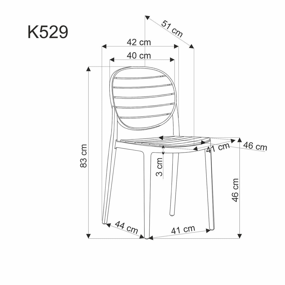 Krzesło K529 białe/naturalne/tworzywo