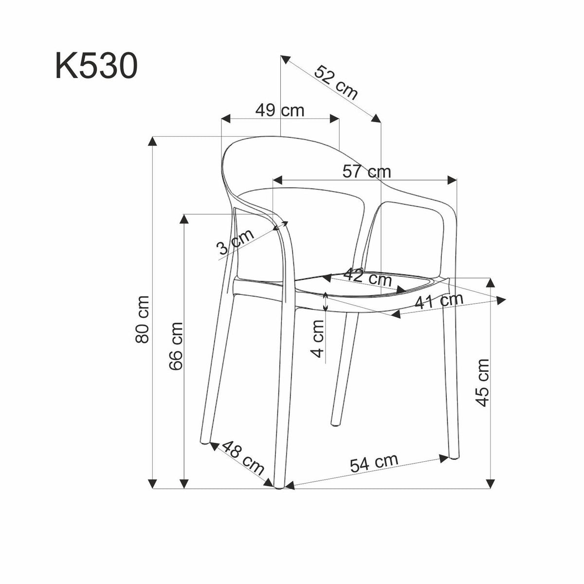 Krzesło K530 czarne/tworzywo