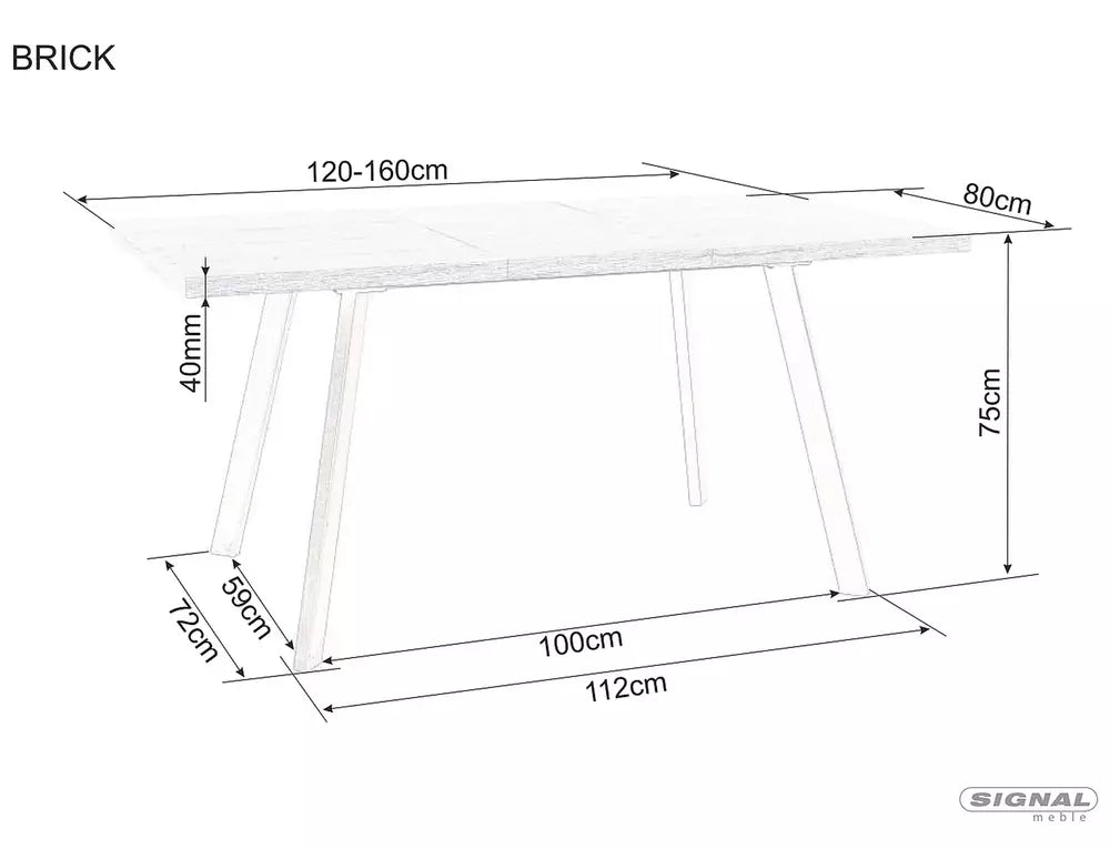 Stół Brick dąb artisan czarne nogi 120x80