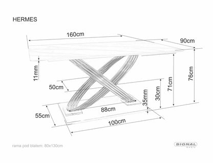 Stół Hermes biały efekt marmuru złoto