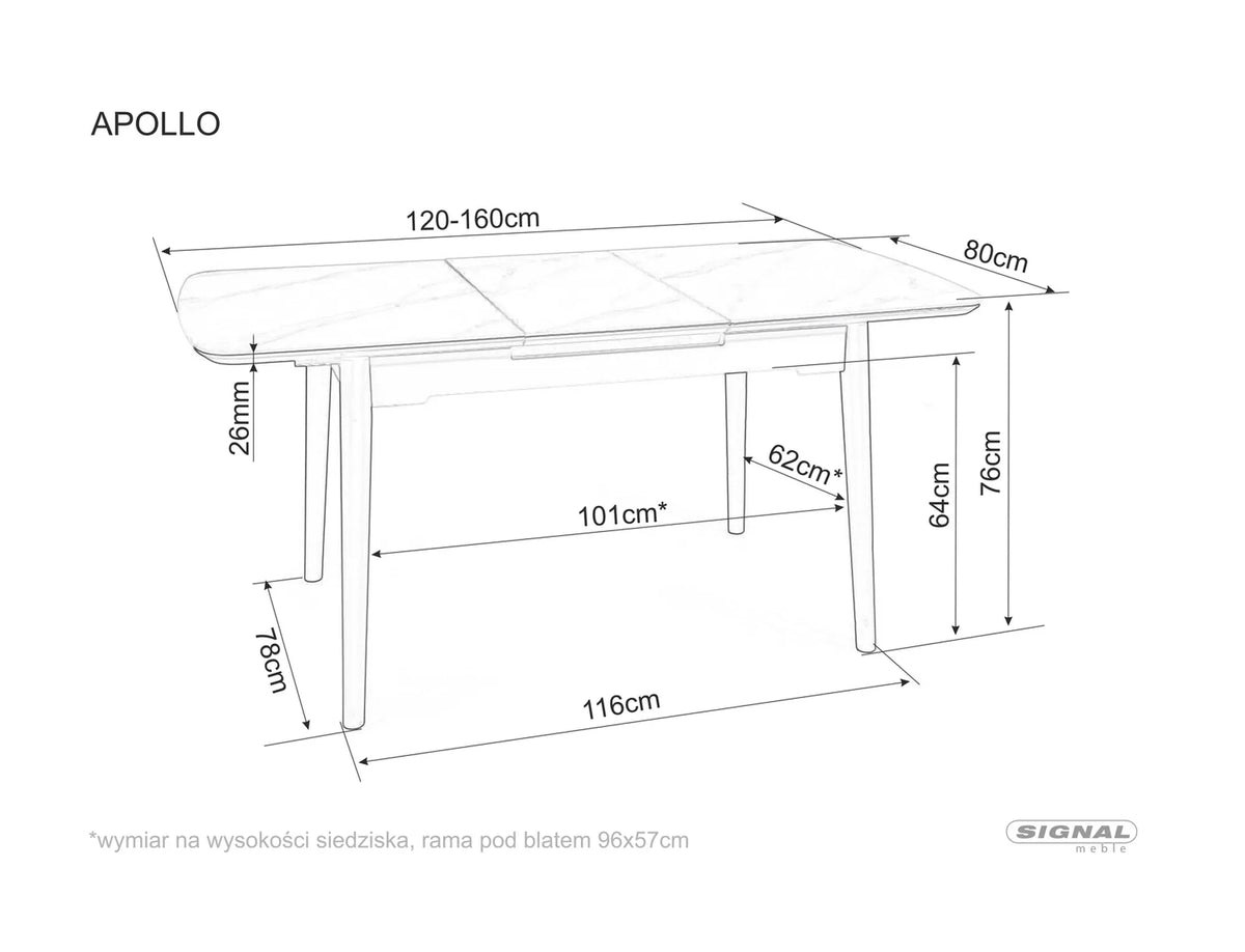 Stół Apollo rozkładany 120x80