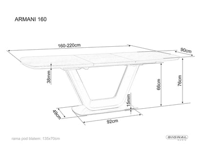 Stół Armani Ceramic rozkładany 160x90