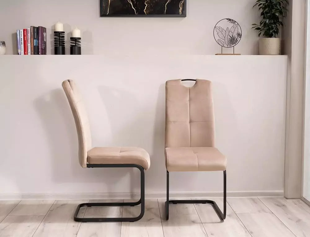 Krzesło Axo beżowe velvet metalowy stelaż