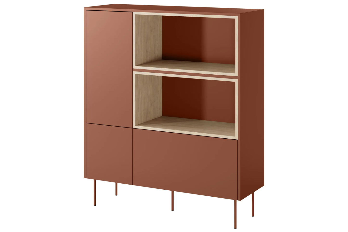 Komoda Desin wysoka 120 czerwień ceramic red dąb
