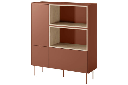 Komoda Desin wysoka 120 czerwień ceramic red dąb