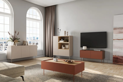 Komoda Desin wysoka 120 czerwień ceramic red dąb