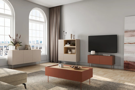Komoda Desin wysoka 120 czerwień ceramic red dąb