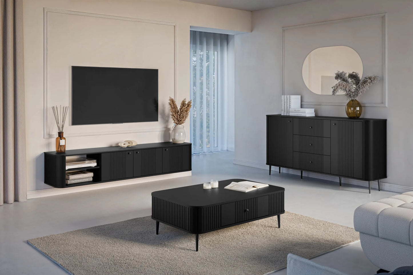 Komoda Vesper 160 czarna nowoczesna