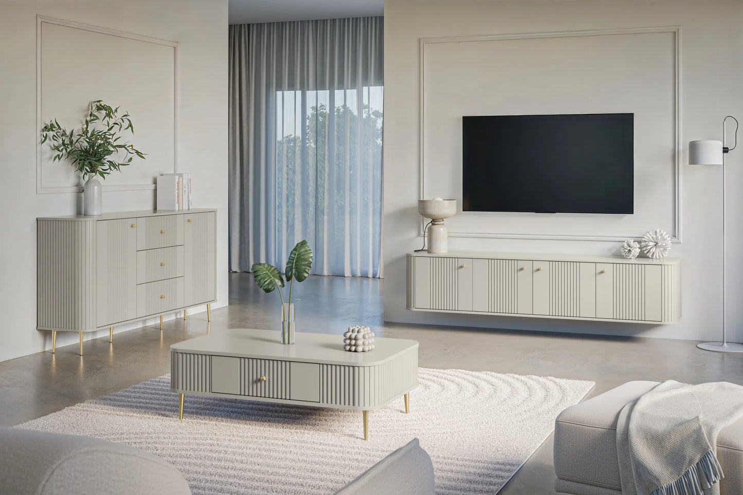 Komoda Vesper 160 cashmere złote nogi