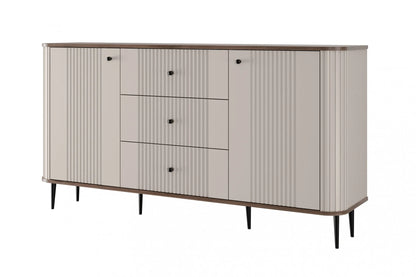 Komoda Vesper 160 cashmere czarne nogi orzechowy blat