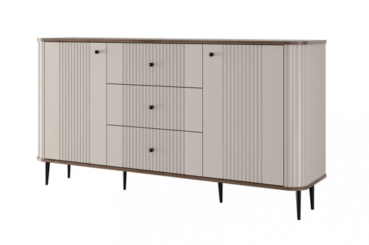 Komoda Vesper 160 cashmere czarne nogi orzechowy blat