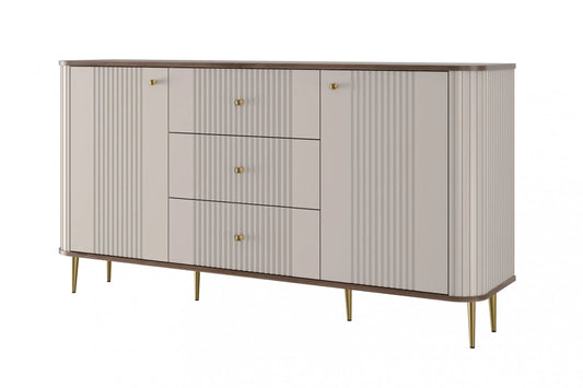 Komoda Vesper 160 cashmere złote nogi orzechowy blat