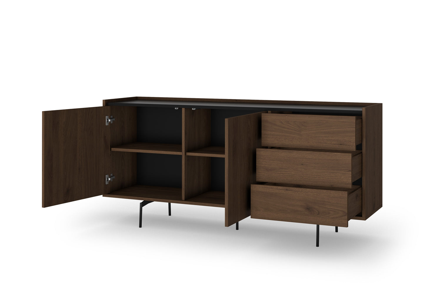 Zenar komoda 2D3SZ orzech elegant/czarny/czarne nogi