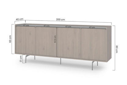 Zenar komoda 4D orzech elegant/czarny/czarne nogi