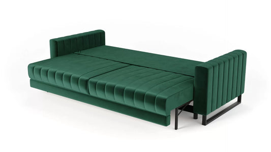 Kanapa LOFT nogi czarne metal zieleń