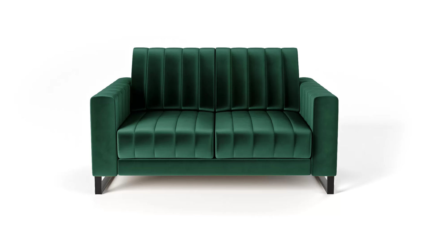 Sofa LOFT 2os. zielona metalowe nogi