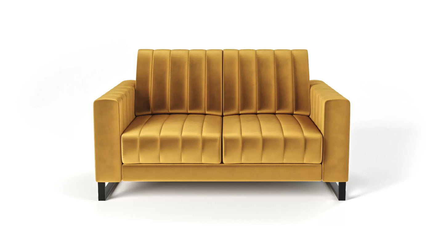 Sofa LOFT 2os. metalowe nogi musztardowa
