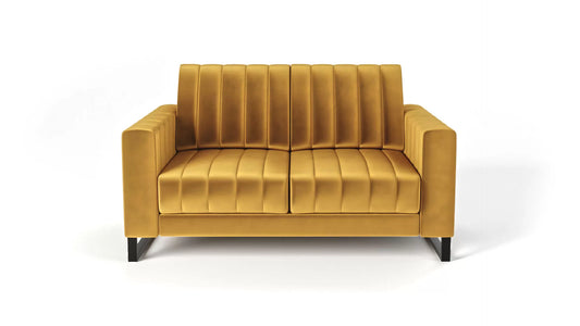 Sofa LOFT 2os. metalowe nogi musztardowa