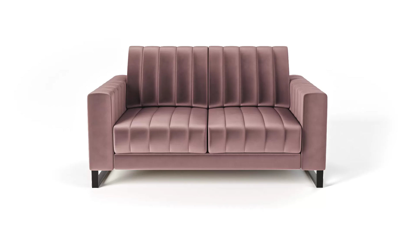 Sofa LOFT 2os. metalowe nogi pudrowy róż