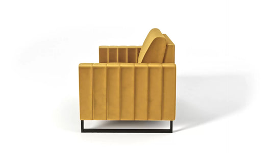Sofa LOFT 2os. metalowe nogi musztardowa