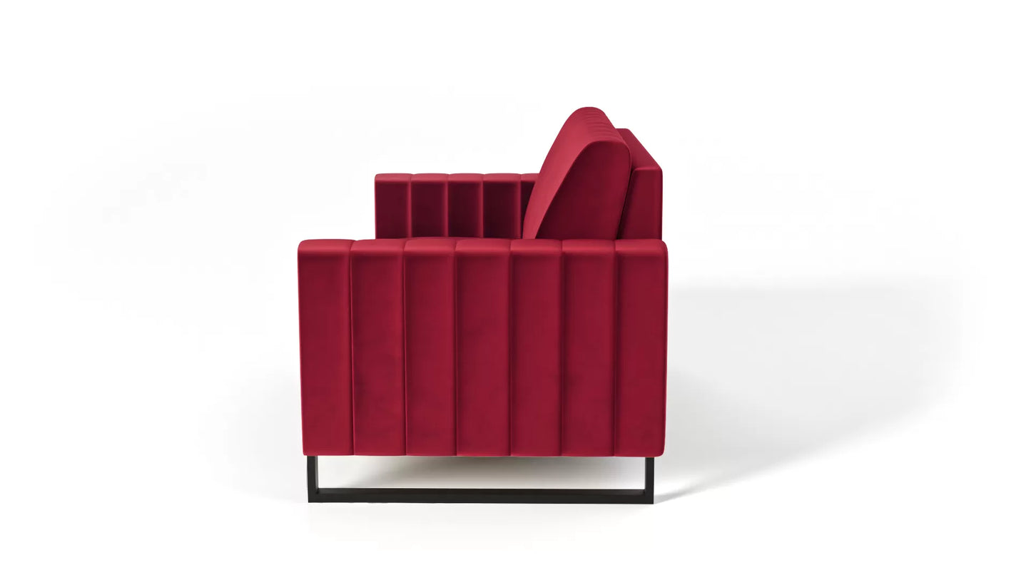 Sofa LOFT 2os. metalowe nogi czerwona
