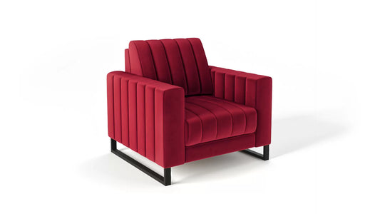 Fotel LOFT velvet czarne nogi czerwony