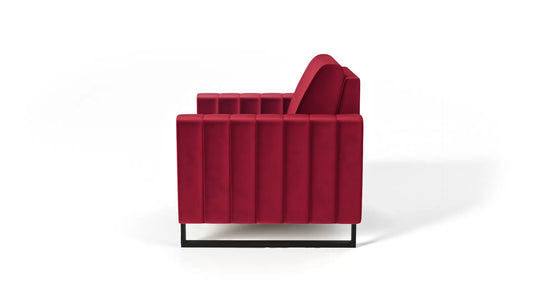 Fotel LOFT velvet czarne nogi czerwony