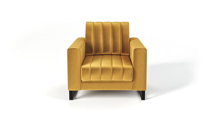 Fotel LOFT velvet musztardowy czarne nogi metal