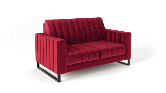 Sofa LOFT 2os. metalowe nogi czerwona
