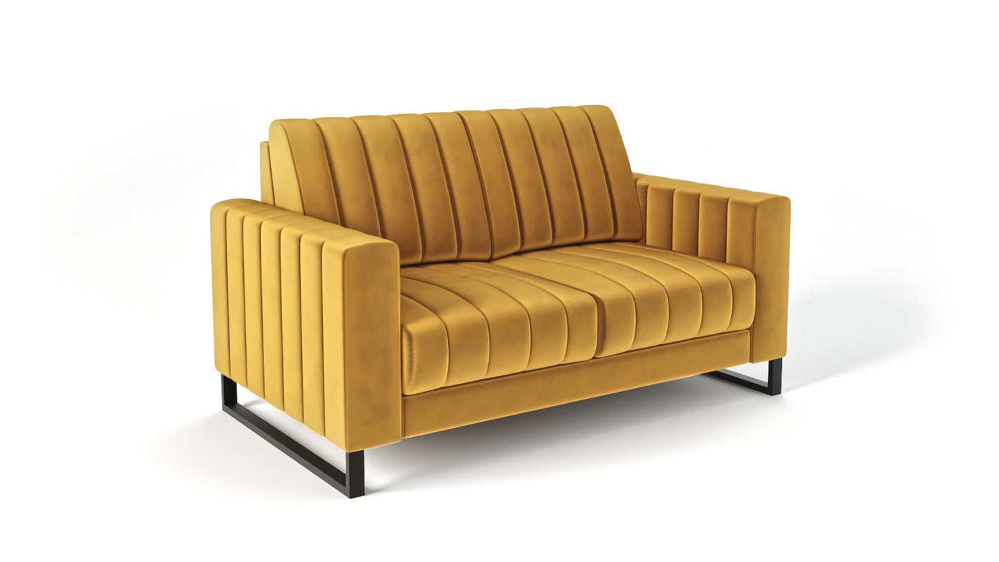 Sofa LOFT 2os. metalowe nogi musztardowa