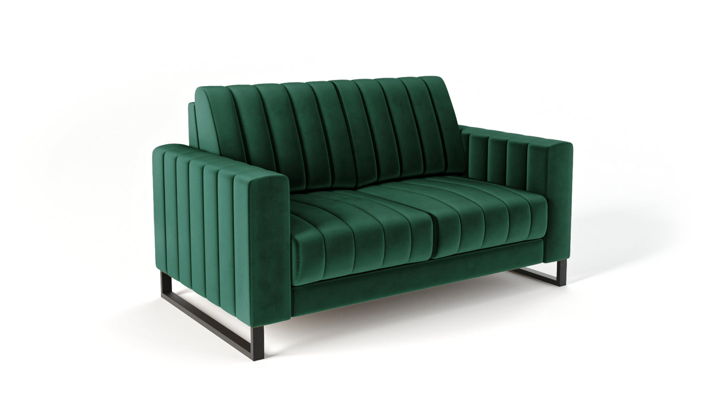 Sofa LOFT 2os. zielona metalowe nogi