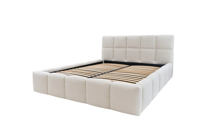 Łóżko Fluff Bed boucle pikowane tapicerowane pojemnik