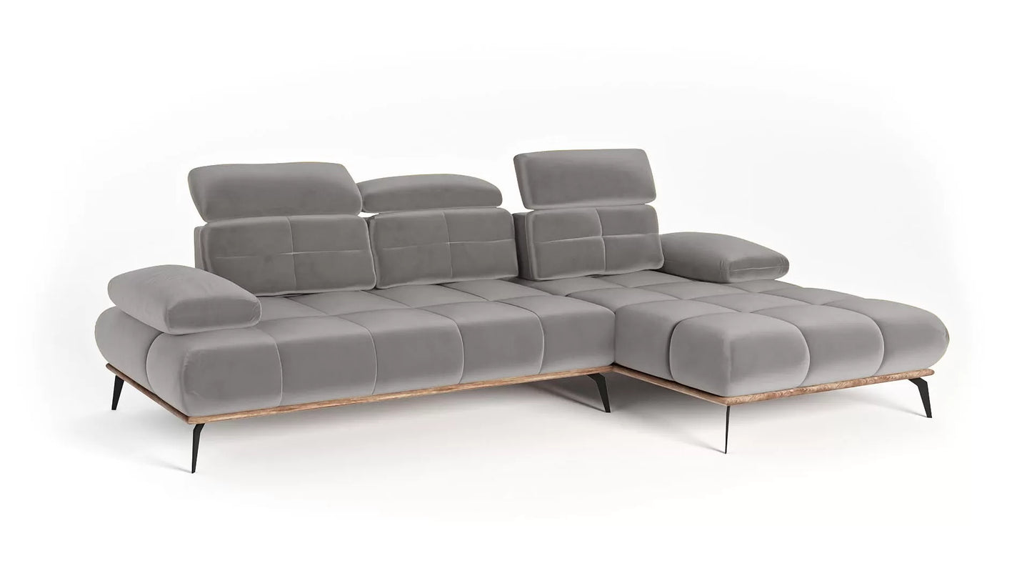 Narożnik Magnum szary welur prawy ruchome oparcie