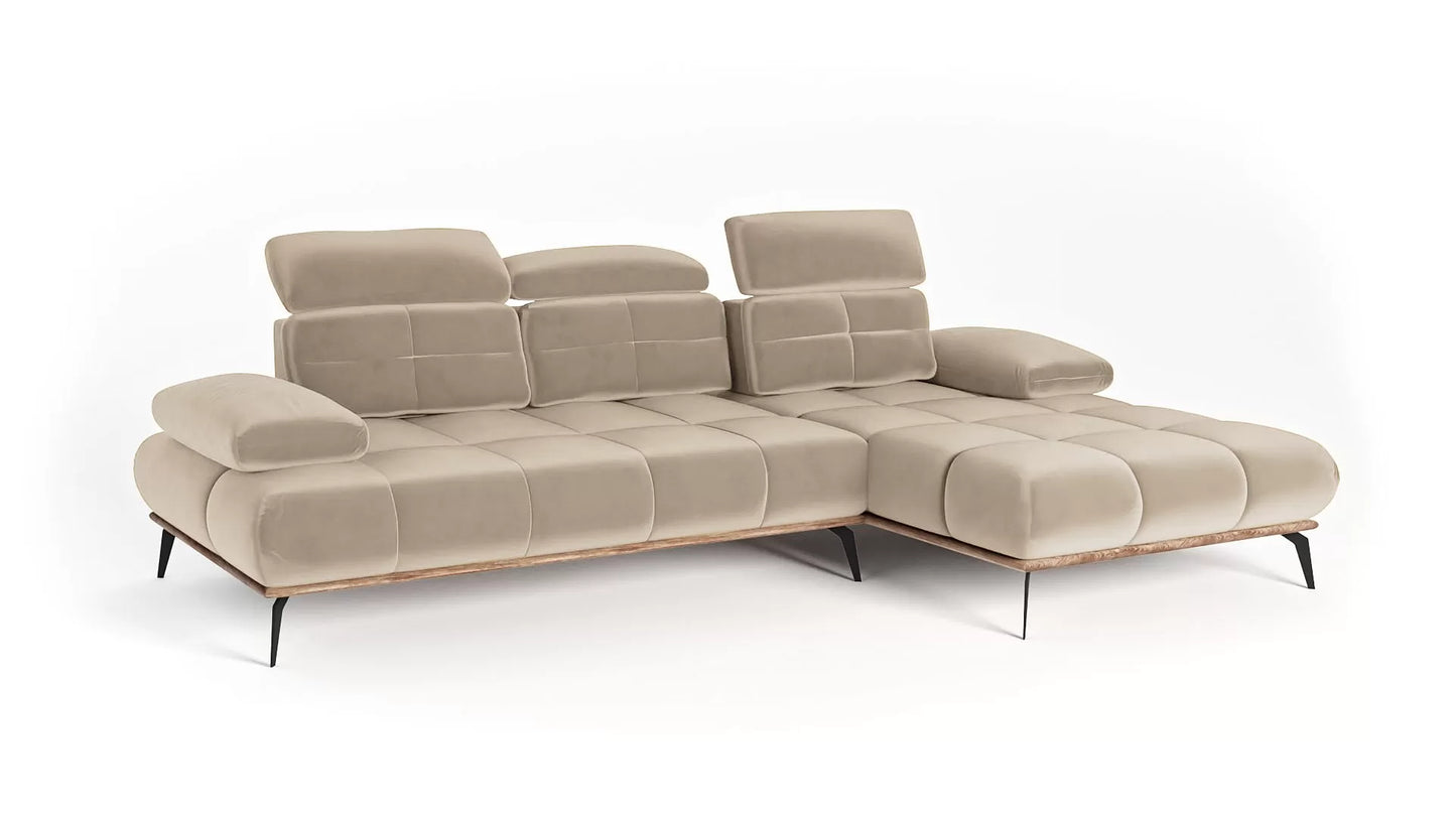 Narożnik Magnum beżowy welur ruchome oparcie prawy